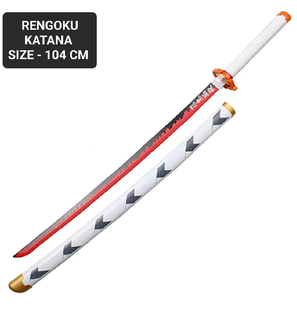 Demon Slayer Rengoku Wooden Katana Cosplay 104 cm Life Size Replica Katana Perfect for Anime Gift Merchandise Collectibles