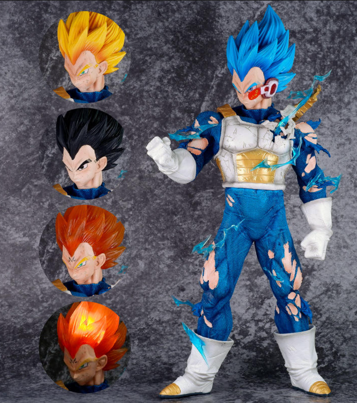 Vegeta with 3 face Variant Big Action Figure 45CM.