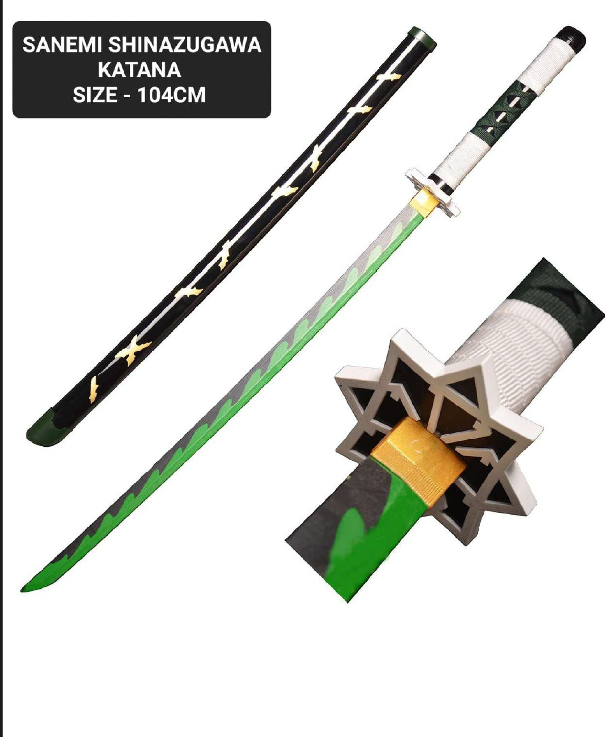 Demon Slayer Shinazugawa Sanemi Katana Wooden Sword | 104CM Bamboo Wood | Anime Cosplay Replica