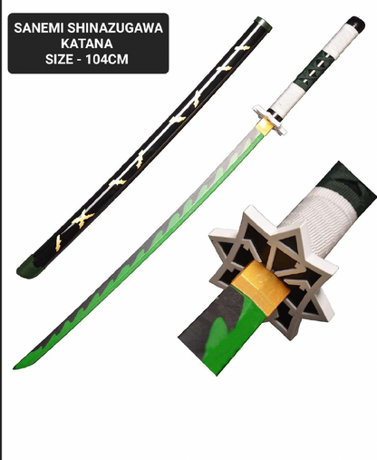 Demon Slayer Shinazugawa Sanemi Katana Wooden Sword | 104CM Bamboo Wood | Anime Cosplay Replica
