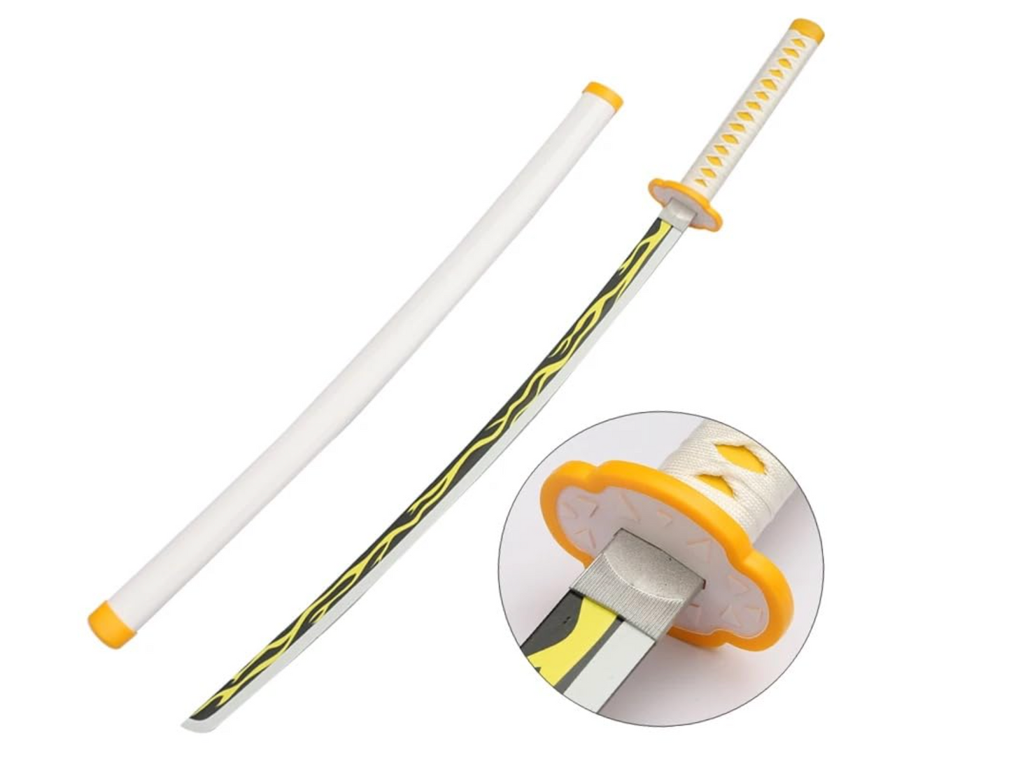 Demon Slayer Zenitsu Katana Wooden Sword Toy Life Size 104CM | Anime Cosplay Replica