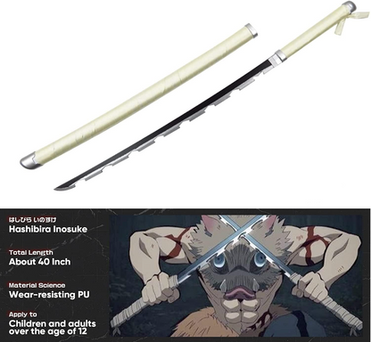 Demon Slayer Inosuke Katana Wooden Sword Toy Life Size 104CM | Anime Cosplay Replica (Copy)