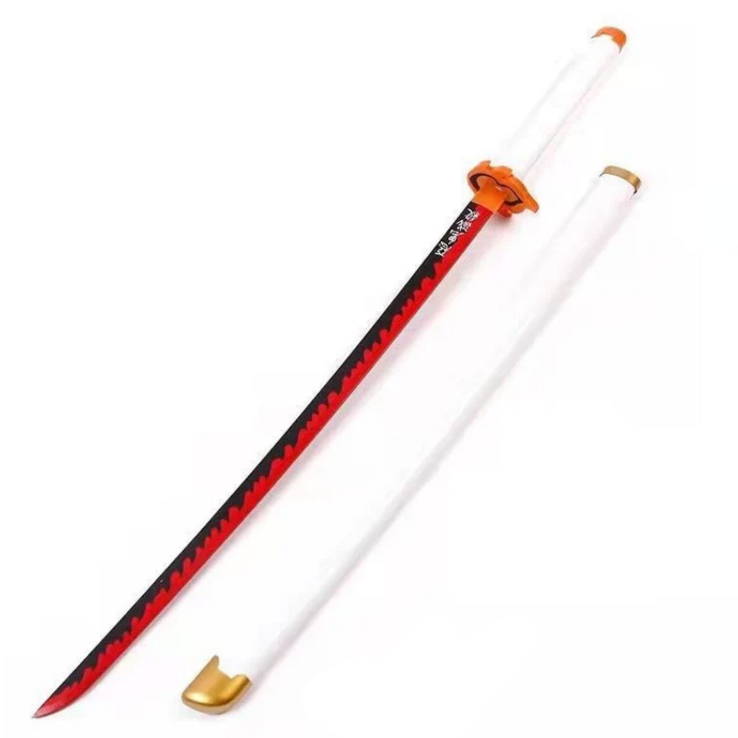 Demon Slayer Kyojuro Rengoku Wooden Katana Cosplay 104 cm Life Size Replica Katana Perfect for Anime Gift Merchandise Collectibles