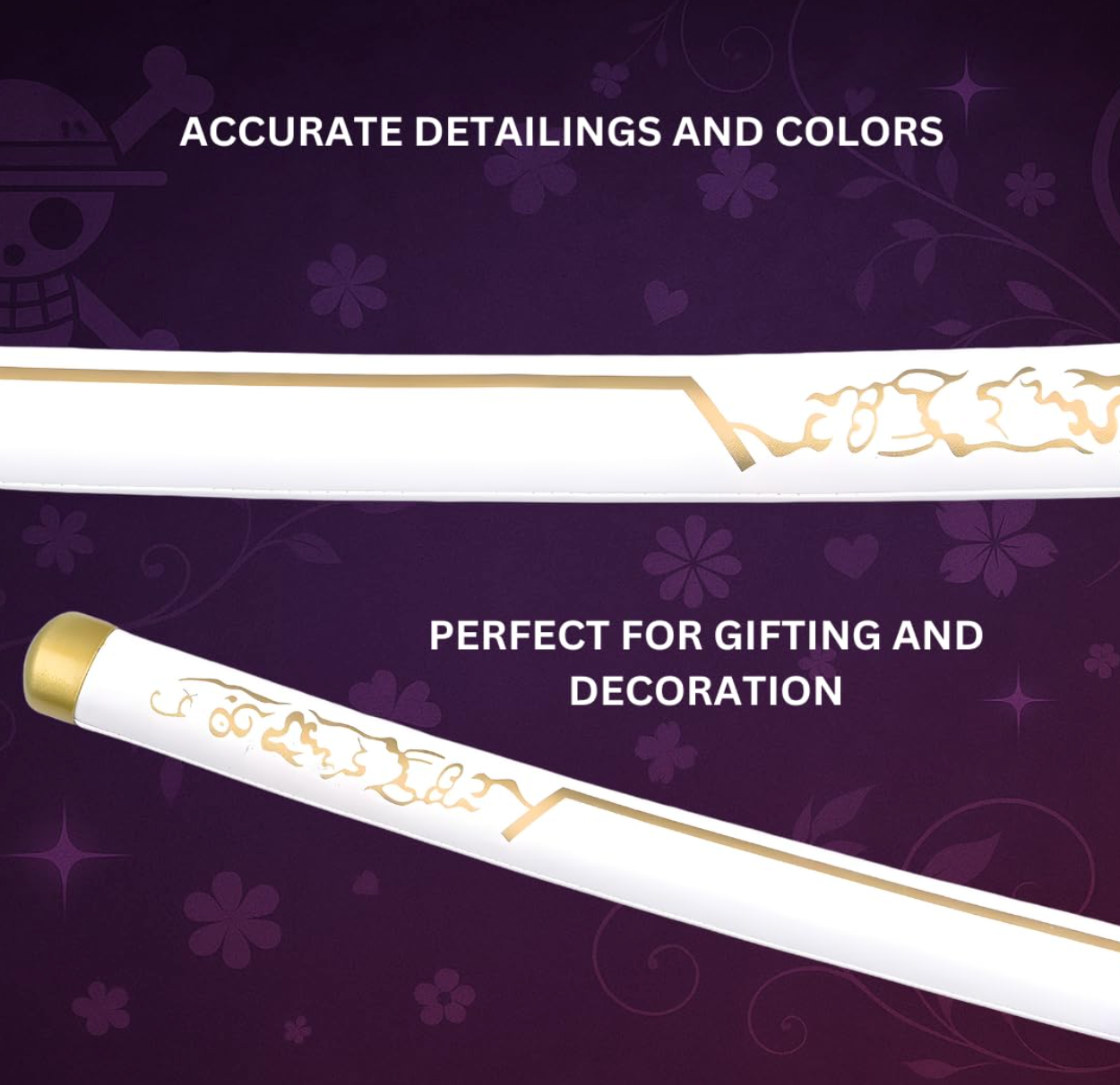 Demon Slayer Kyojuro Rengoku White Wooden Katana Cosplay 104 cm Life Size Replica Katana Perfect for Anime Gift Merchandise Collectibles