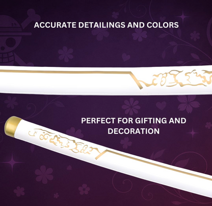 Demon Slayer Kyojuro Rengoku White Wooden Katana Cosplay 104 cm Life Size Replica Katana Perfect for Anime Gift Merchandise Collectibles