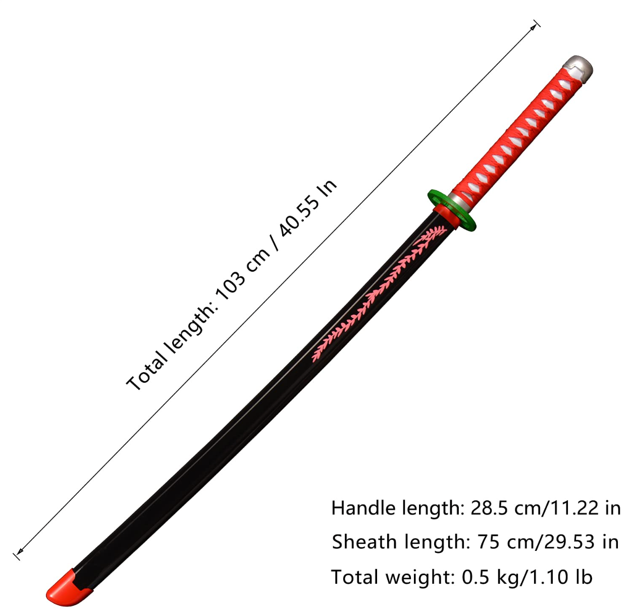 Demon Slayer Kamado Nezuko Samurai Wooden Katana Cosplay 104 cm Life Size Replica Katana Perfect for Anime Gift Merchandise Collectibles
