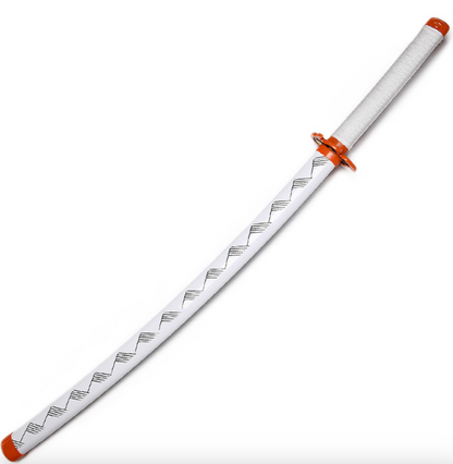 Demon Slayer Rengoku Pattern Style Wooden Katana Cosplay 104 cm Life Size Replica Katana Perfect for Anime Gift Merchandise Collectibles
