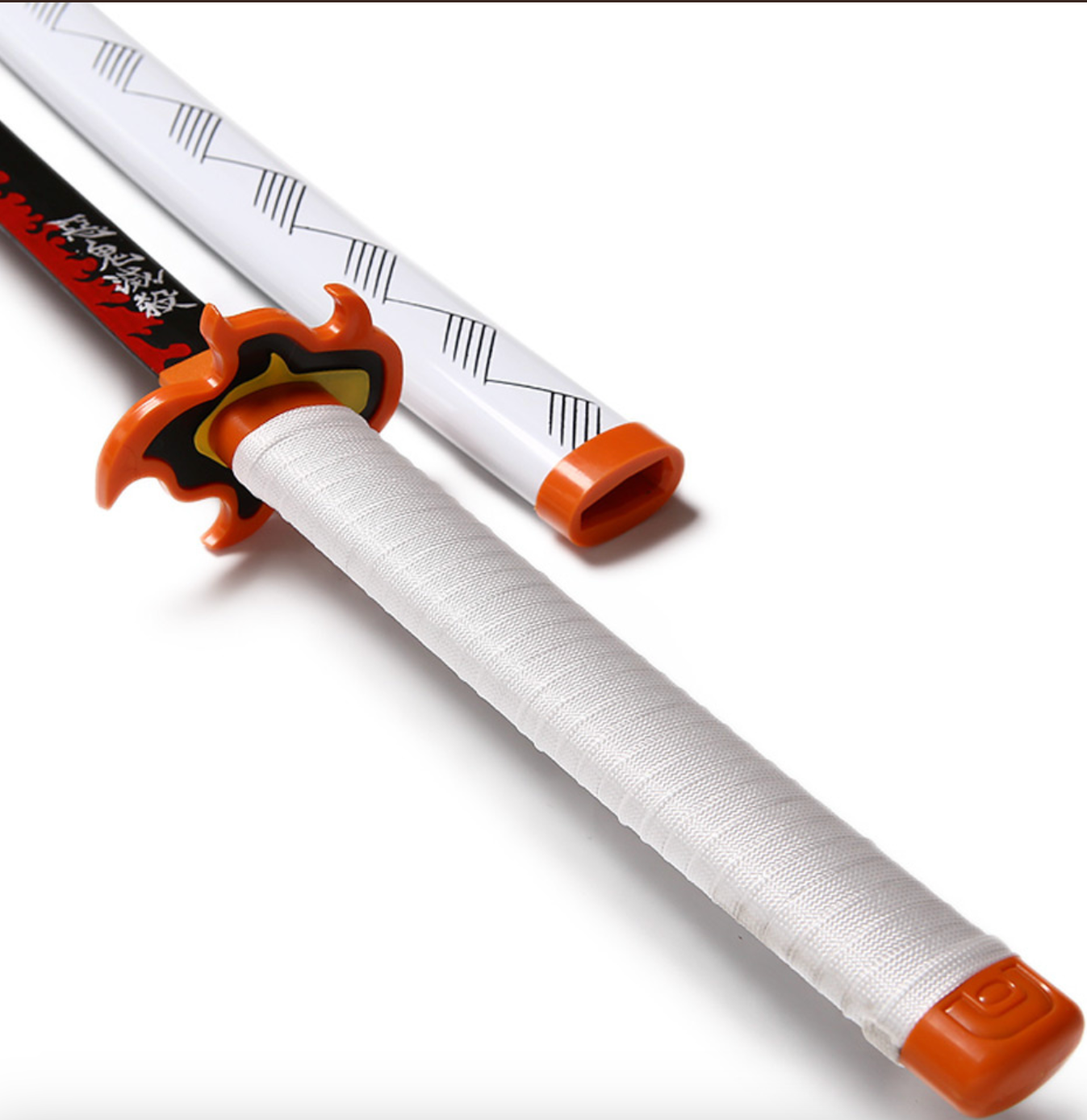 Demon Slayer Rengoku Pattern Style Wooden Katana Cosplay 104 cm Life Size Replica Katana Perfect for Anime Gift Merchandise Collectibles