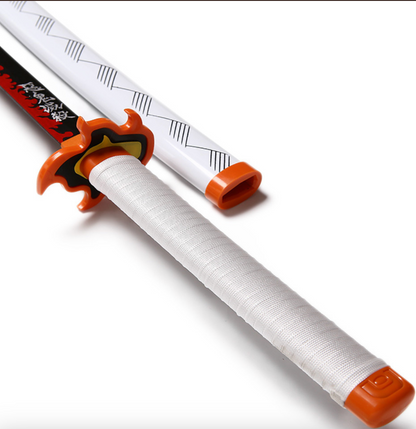 Demon Slayer Rengoku Pattern Style Wooden Katana Cosplay 104 cm Life Size Replica Katana Perfect for Anime Gift Merchandise Collectibles