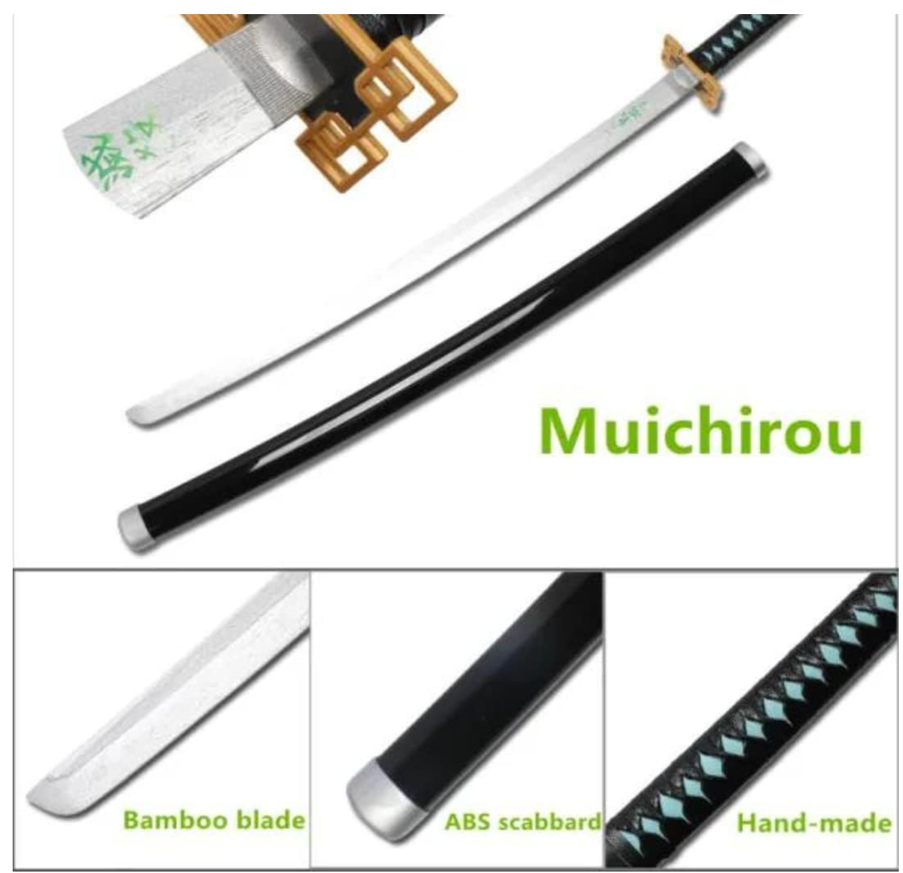 Demon Slayer Tokito Wooden Katana Cosplay 104 cm Life Size Replica Katana Perfect for Anime Gift Merchandise Collectibles