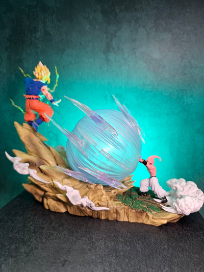 Goku and Majin Buu Fight Scene with Light Effect 21CM.